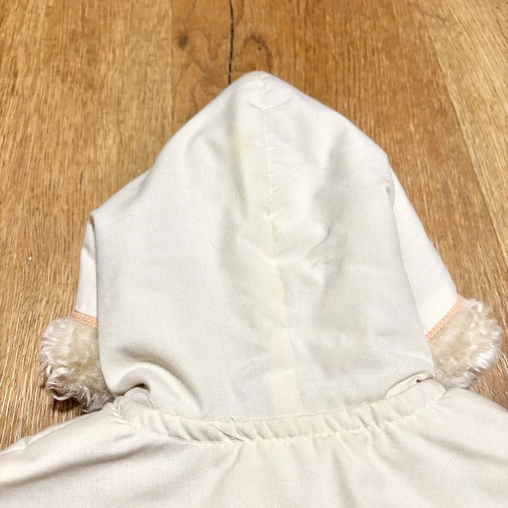 VTG Beatrix Potter Baby Bunting Snowsuit Peter Rabbit Embroidery Fur Hand Covers
